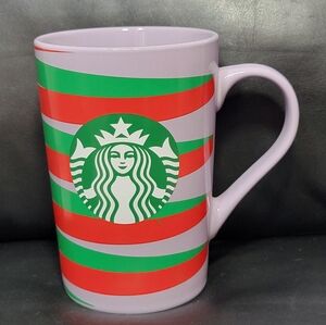 2020 Holiday Starbucks Festive Red Green Purple Striped Mug Classic Siren Logo